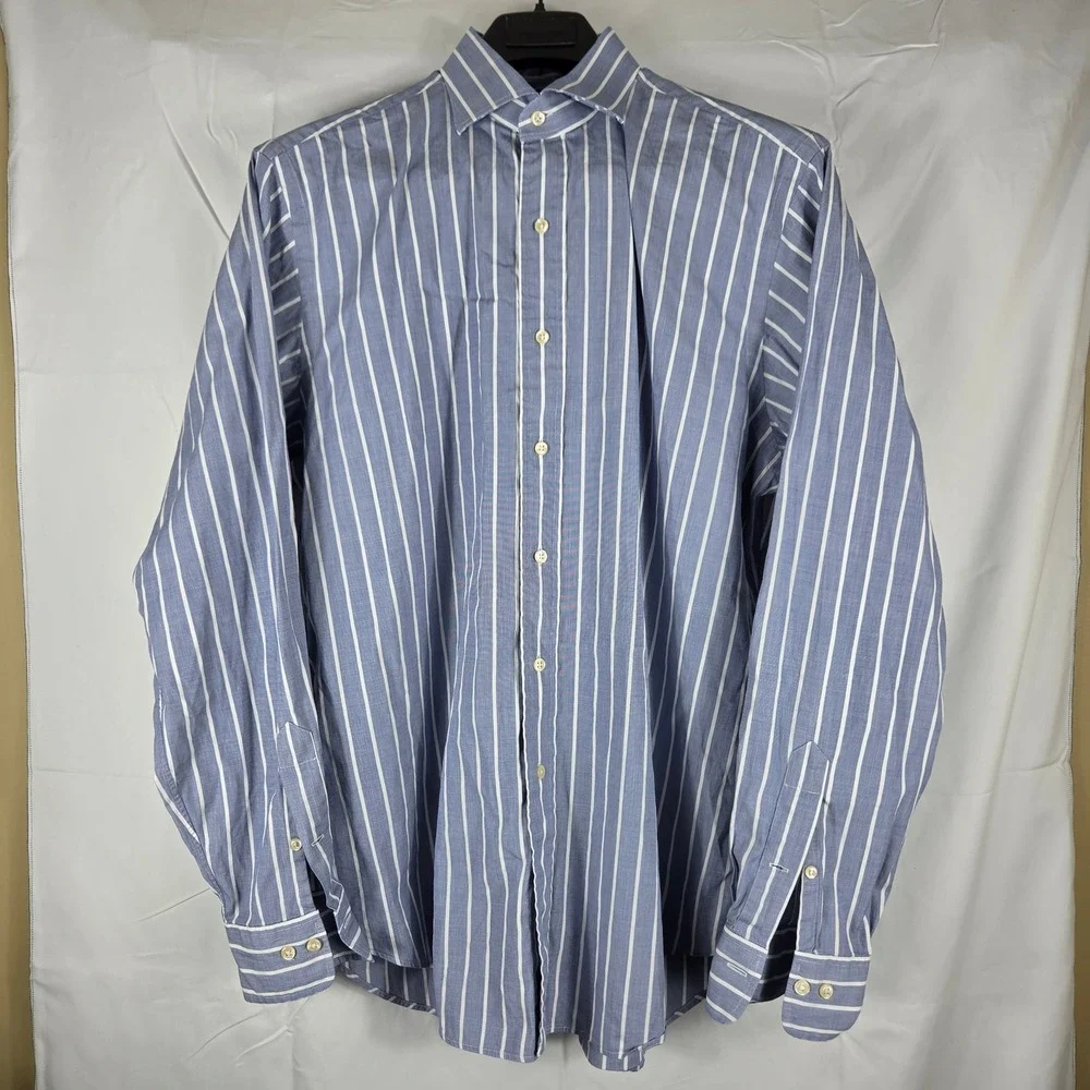 Polo Ralph Lauren Regent Classic Fit Shirt Blue White Stripe Mens 16.5 L 16 1/2